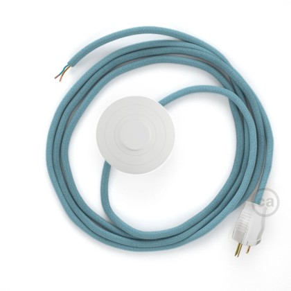 Power Cord with foot switch, RC53 Baby Blue Cotton - Choose color of switch/plug