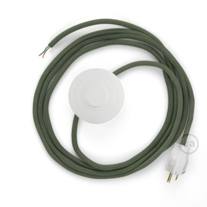 Power Cord with foot switch, RC63 Gray Green Cotton - Choose color of switch/plug