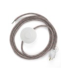 Power Cord with foot switch, RD51 Natural & Pink Linen Stripe - Choose color of switch/plug