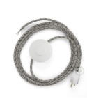 Power Cord with foot switch, RD53 Natural & Brown Linen Stripe - Choose color of switch/plug