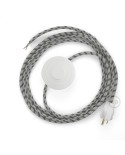 Power Cord with foot switch, RD54 Natural & Charcoal Linen Stripe - Choose color of switch/plug