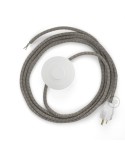 Power Cord with foot switch, RD61 Natural & Pink Linen CrissCross - Choose color of switch/plug