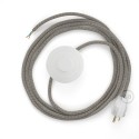 Power Cord with foot switch, RD62 Natural & Thyme Green Linen CrissCross - Choose color of switch/plug