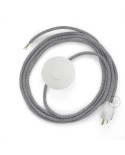 Power Cord with foot switch, RD65 Natural & Blue Linen Criss Cross - Choose color of switch/plug