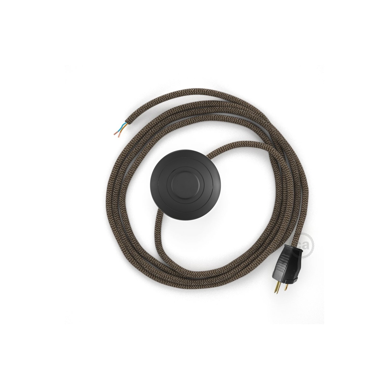 Power Cord with foot switch, RD73 Natural & Brown Linen Chevron - Choose color of switch/plug