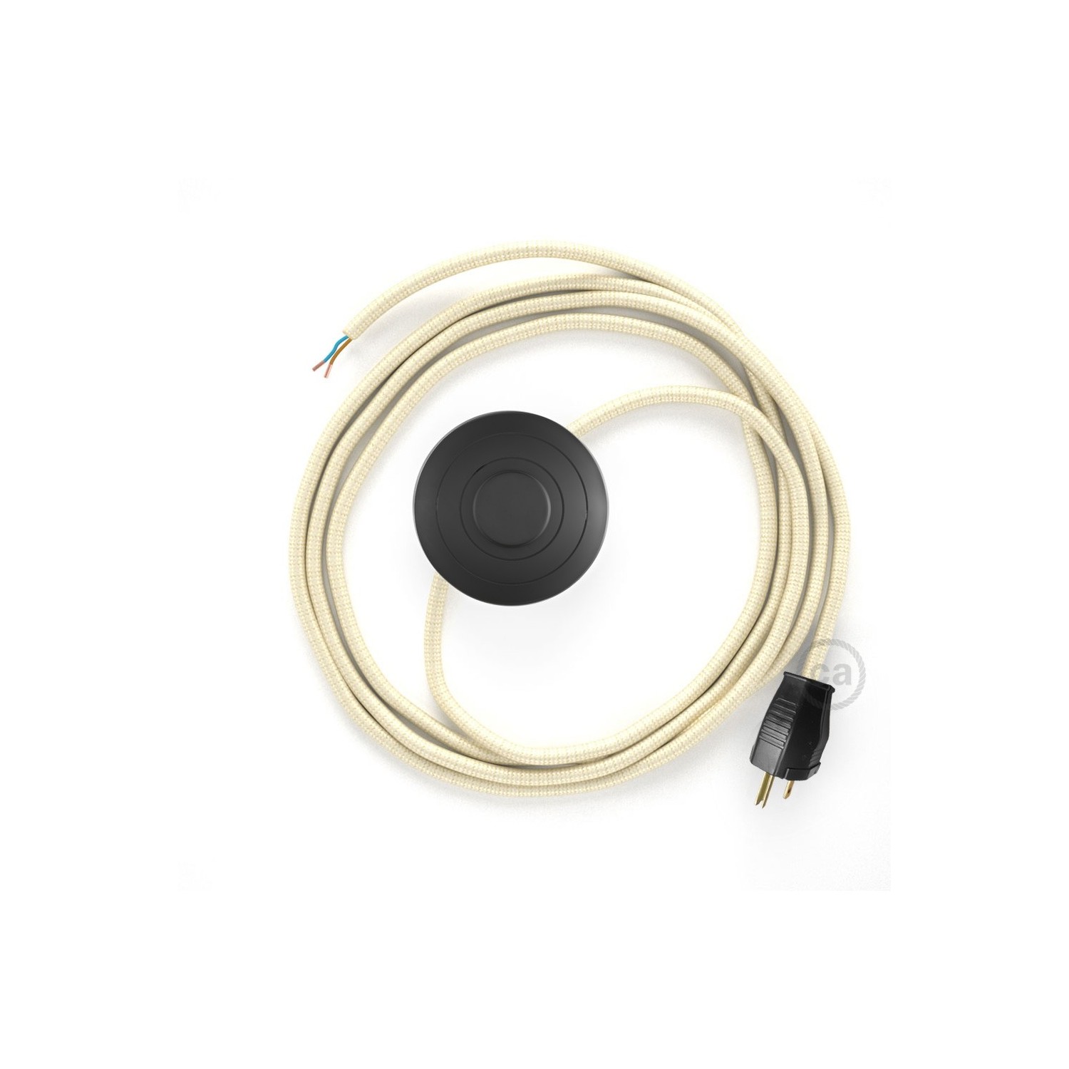 Power Cord with foot switch, RM00 Ivory Rayon - Choose color of switch/plug