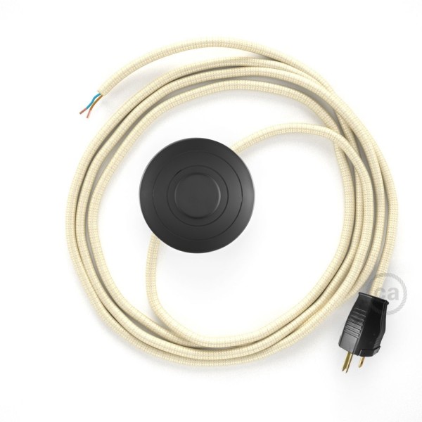 Power Cord with foot switch, RM00 Ivory Rayon - Choose color of switch/plug