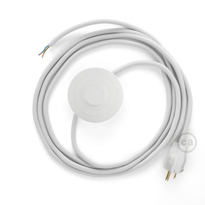 Power Cord with foot switch, RM01 White Rayon - Choose color of switch/plug