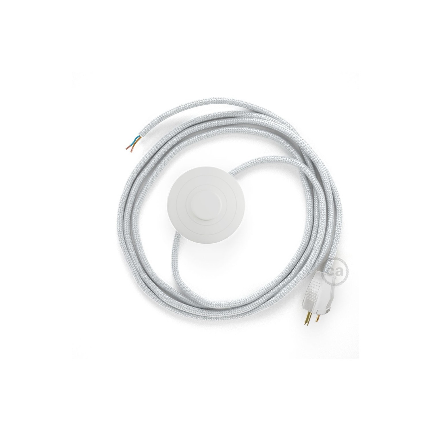 Power Cord with foot switch, RM02 Silver Rayon - Choose color of switch/plug