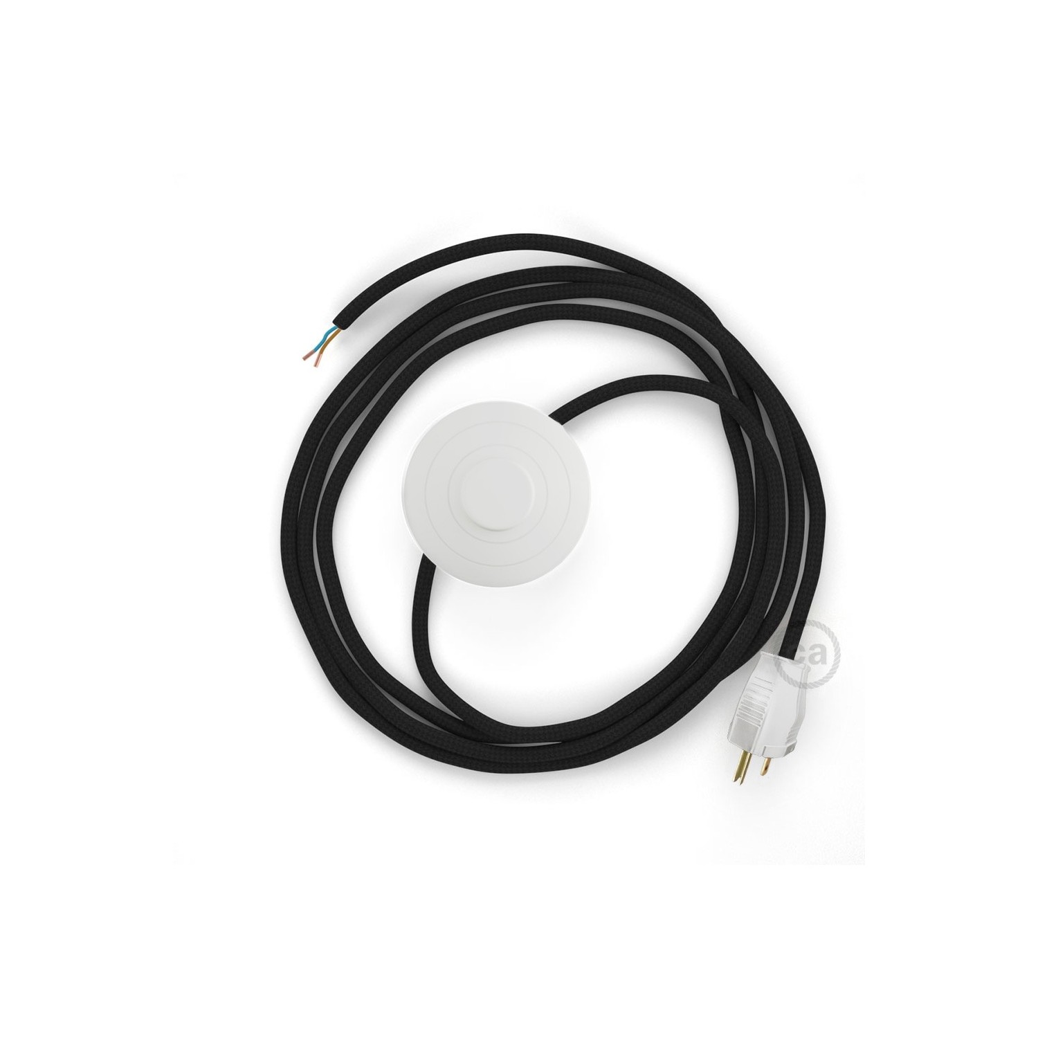 Power Cord with foot switch, RM04 Black Rayon - Choose color of switch/plug