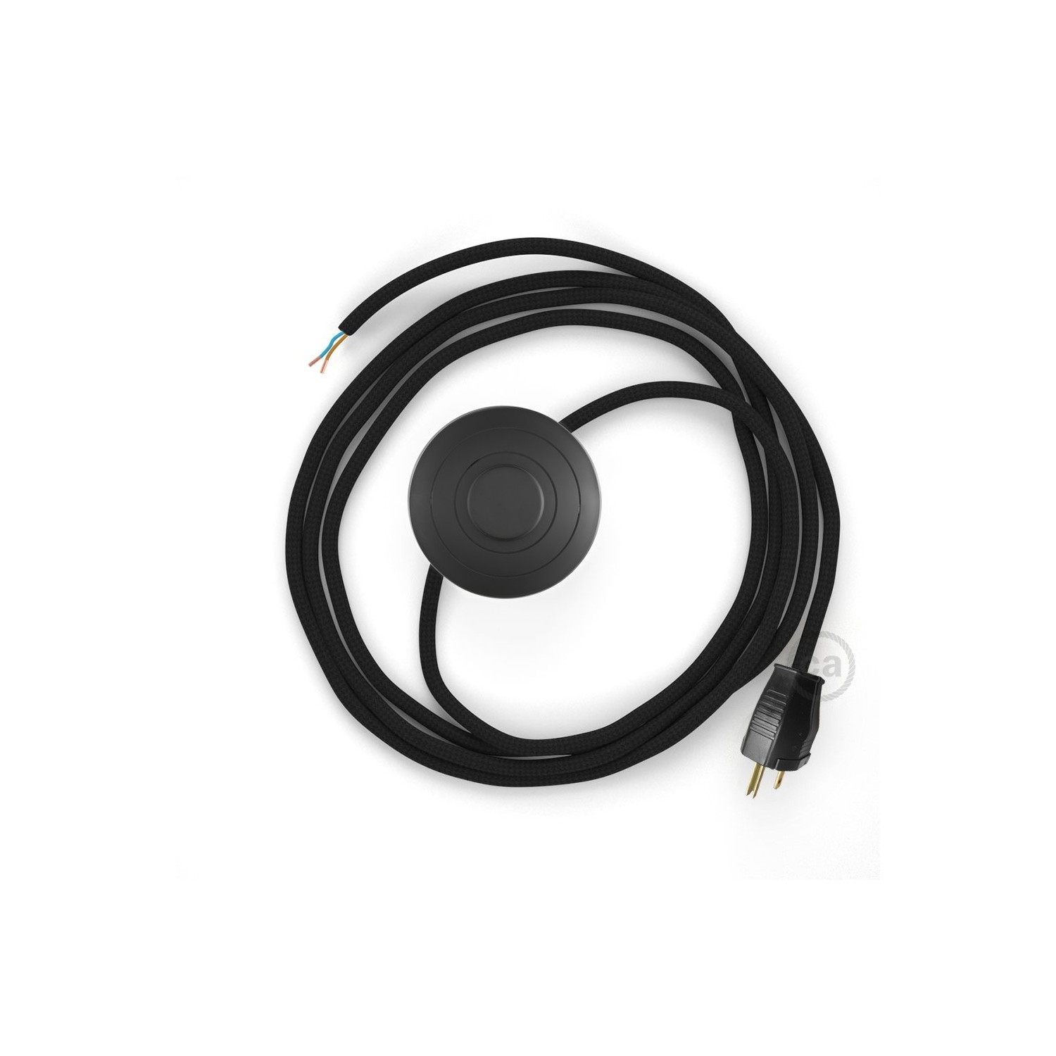 Power Cord with foot switch, RM04 Black Rayon - Choose color of switch/plug