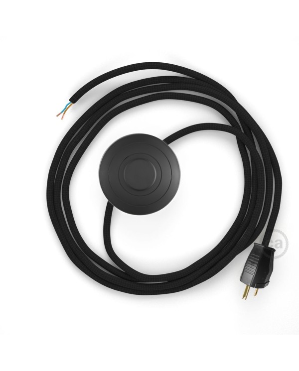 Power Cord with foot switch, RM04 Black Rayon - Choose color of switch/plug