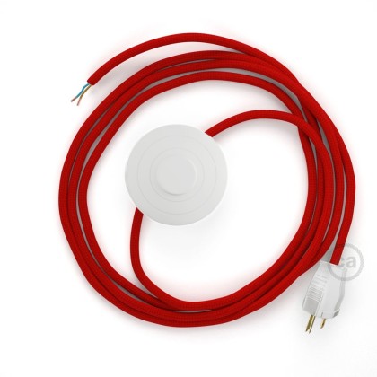 Power Cord with foot switch, RM09 Red Rayon - Choose color of switch/plug