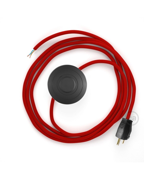 Power Cord with foot switch, RM09 Red Rayon - Choose color of switch/plug