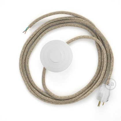 Power Cord with foot switch, RN01 Natural Linen - Choose color of switch/plug