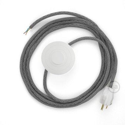 Power Cord with foot switch, RN02 Gray Linen - Choose color of switch/plug