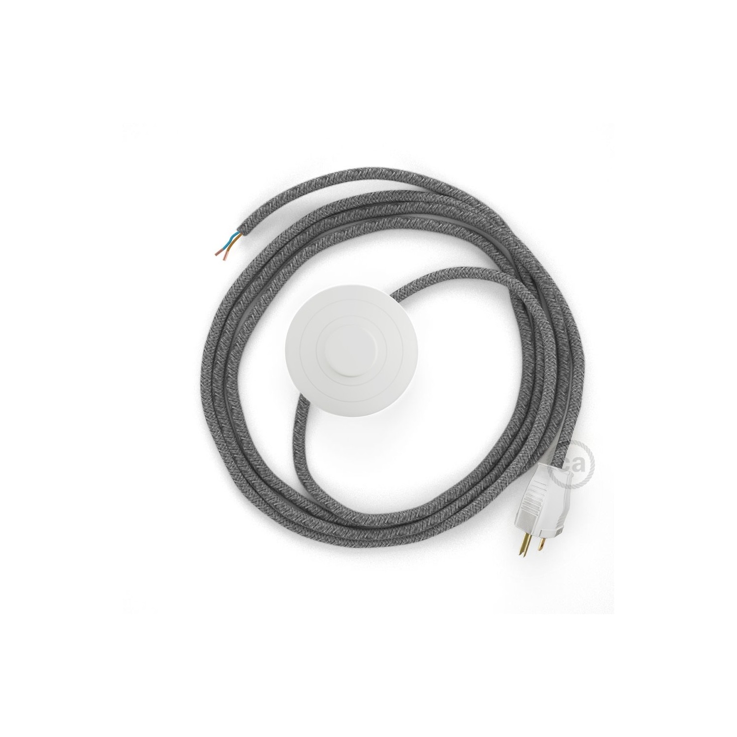 Power Cord with foot switch, RN02 Gray Linen - Choose color of switch/plug