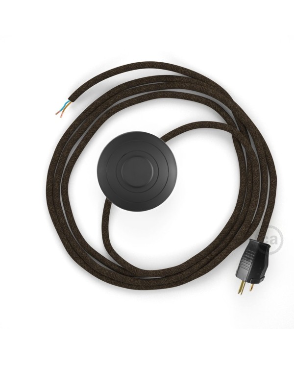 Power Cord with foot switch, RN04 Brown Linen - Choose color of switch/plug