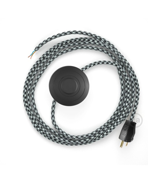 Power Cord with foot switch, RP04 Black & White Houndstooth - Choose color of switch/plug