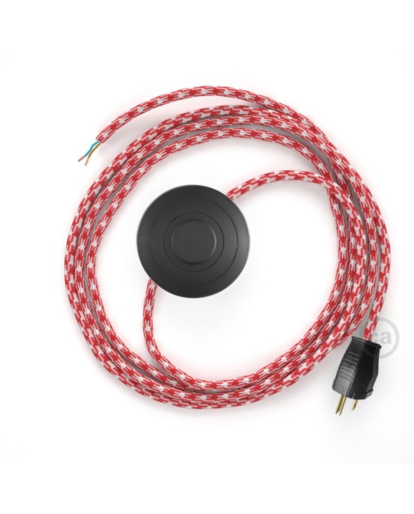 Power Cord with foot switch, RP09 Red & White Houndstooth - Choose color of switch/plug