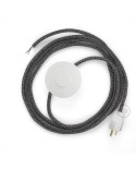 Power Cord with foot switch, RS81 Black Glitter Cotton & Natural Linen Tweed - Choose color of switch/plug