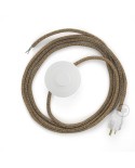 Power Cord with foot switch, RS82 Brown Glitter Cotton & Natural Linen Tweed - Choose color of switch/plug