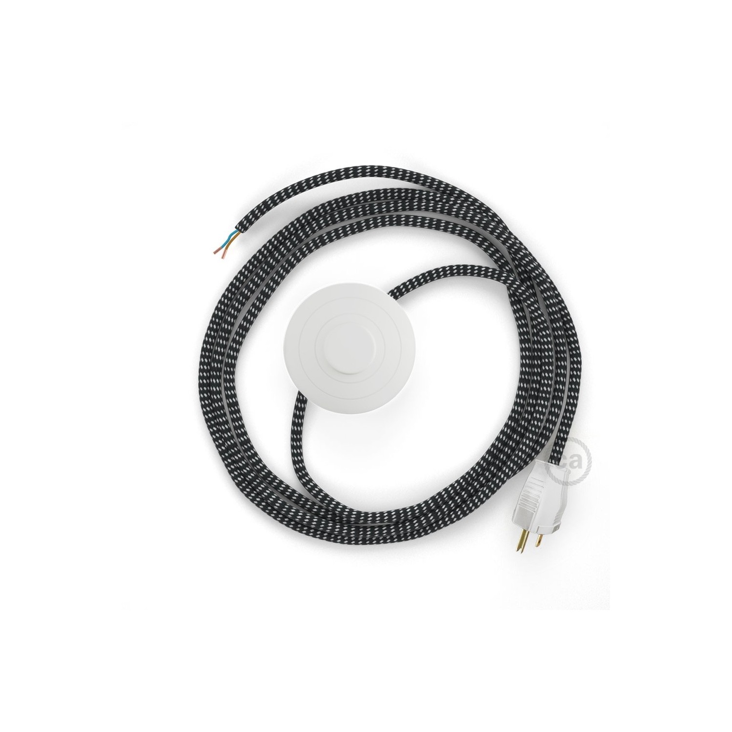 Power Cord with foot switch, RT41 Black & White Tracer - Choose color of switch/plug