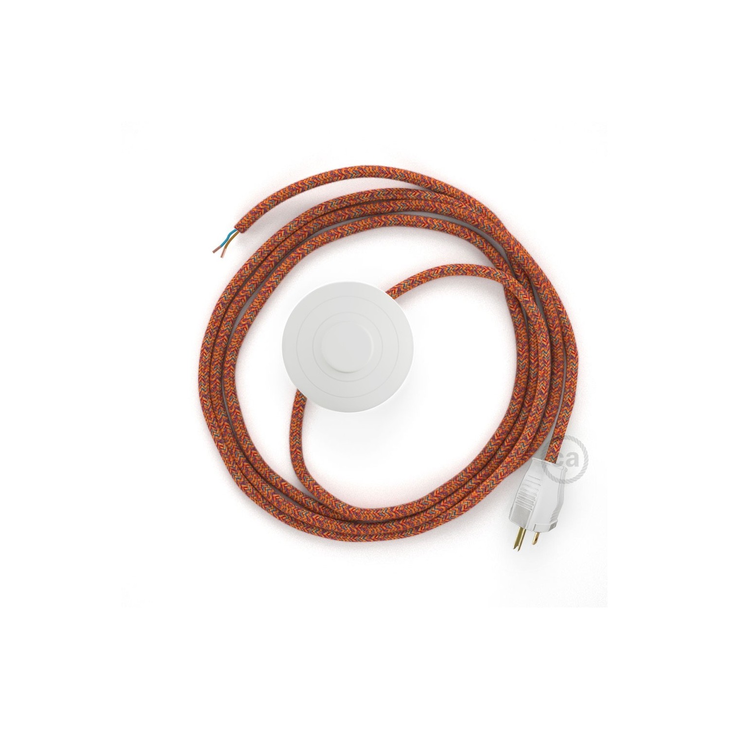 Power Cord with foot switch, RX07 Orange Cotton Tweed - Choose color of switch/plug