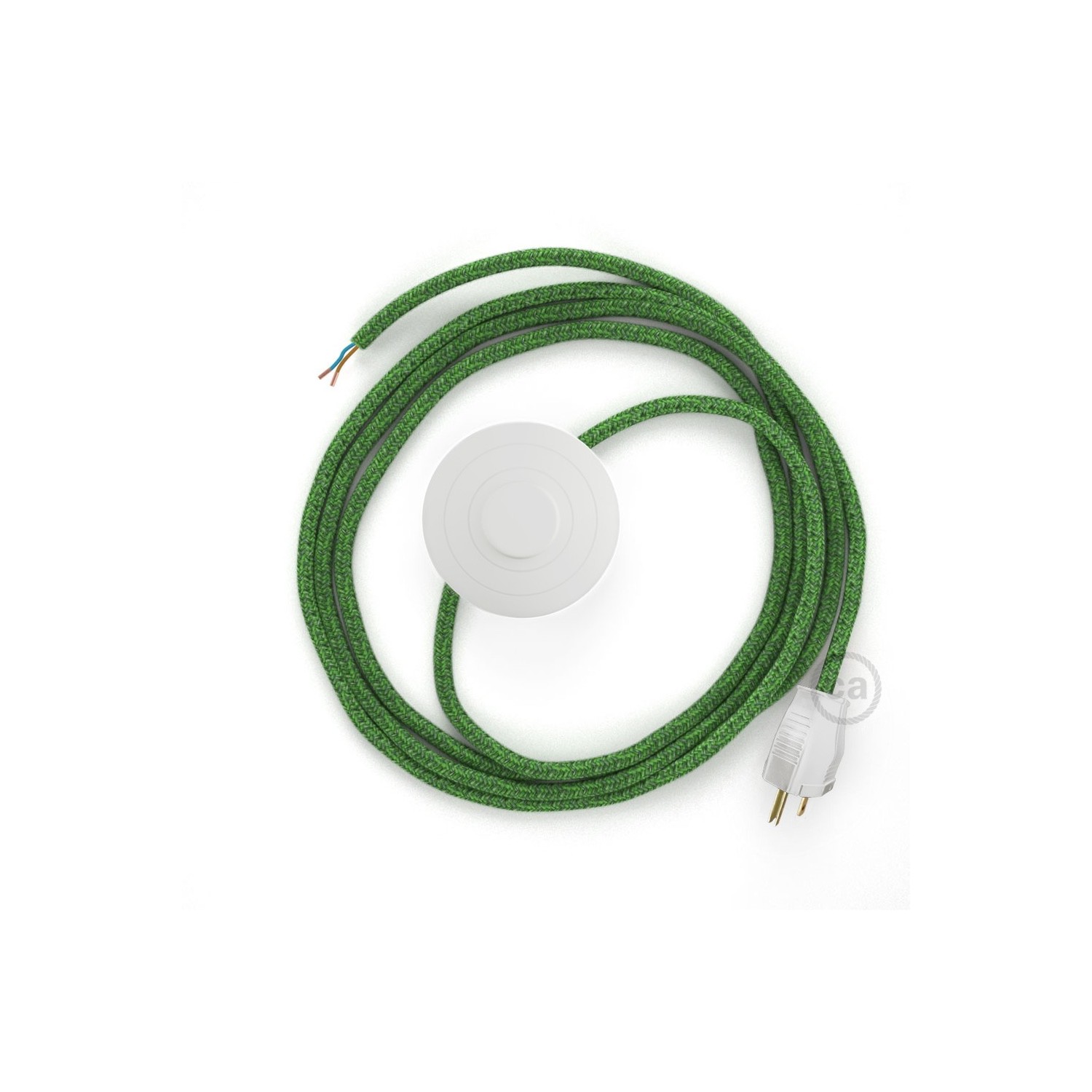 Power Cord with foot switch, RX08 Green Cotton Tweed - Choose color of switch/plug