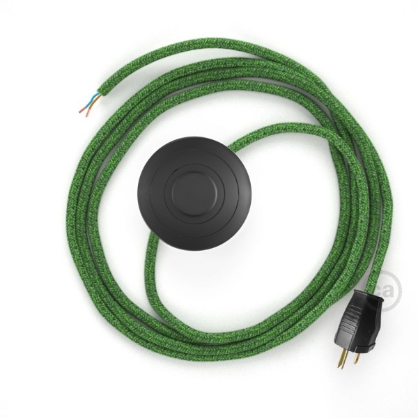 Power Cord with foot switch, RX08 Green Cotton Tweed - Choose color of switch/plug