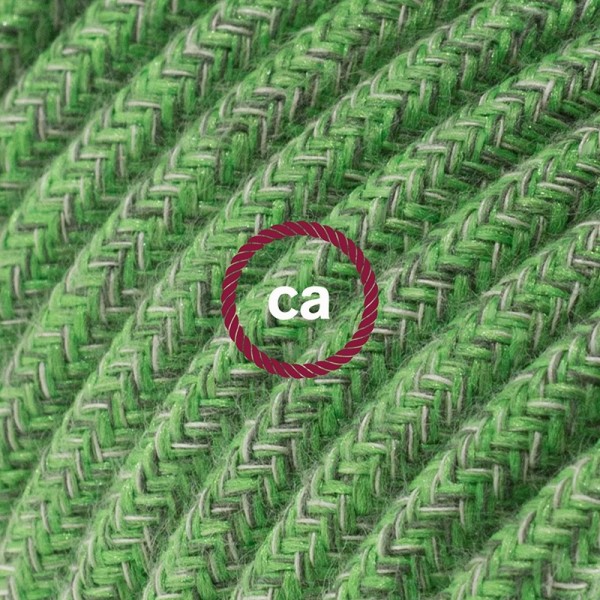 Power Cord with foot switch, RX08 Green Cotton Tweed - Choose color of switch/plug