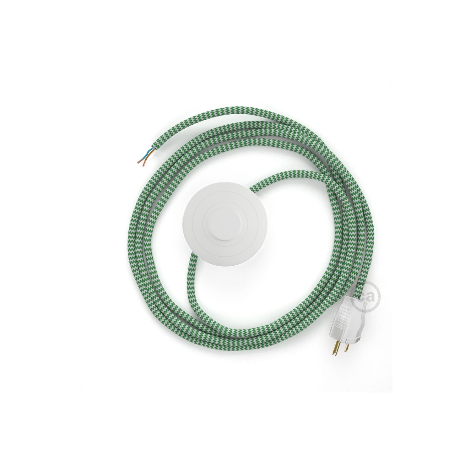 Power Cord with foot switch, RZ06 Green & White Chevron - Choose color of switch/plug