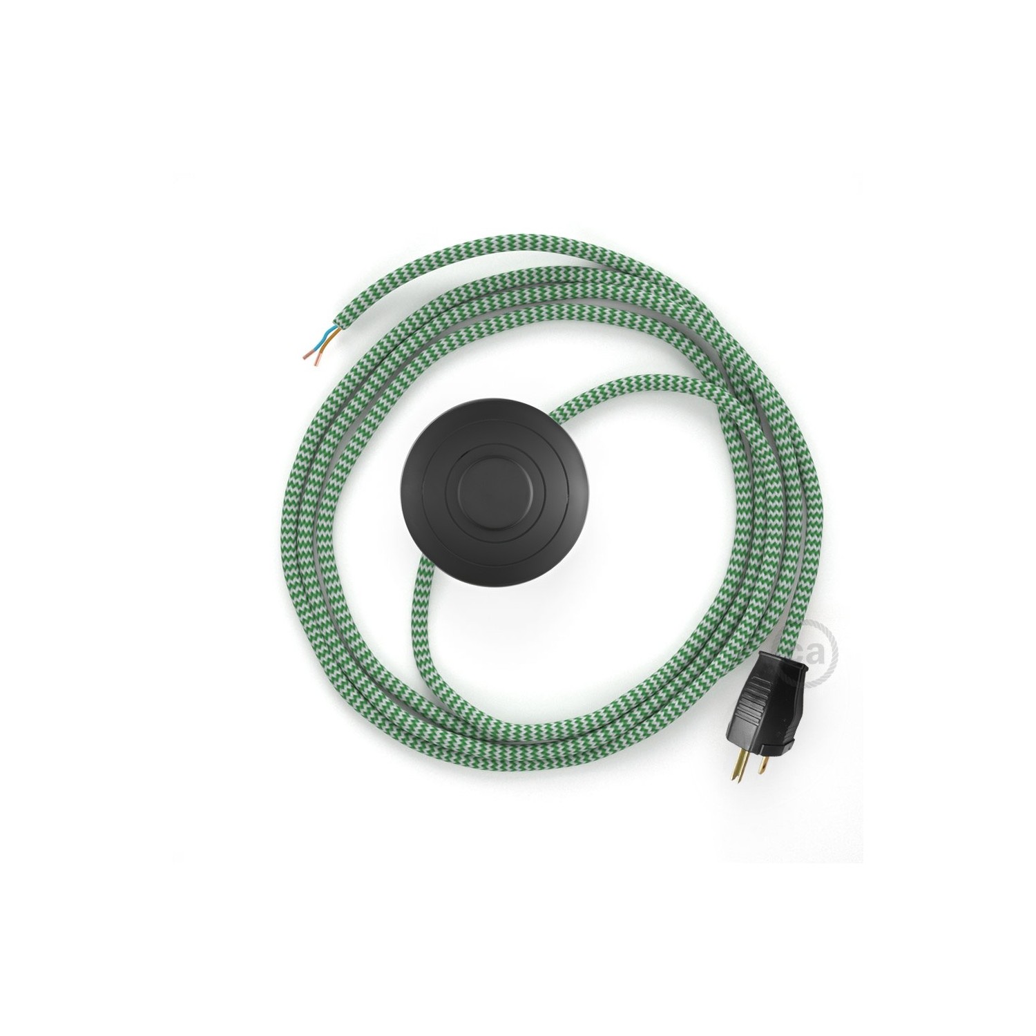 Power Cord with foot switch, RZ06 Green & White Chevron - Choose color of switch/plug