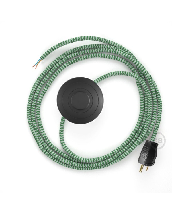 Power Cord with foot switch, RZ06 Green & White Chevron - Choose color of switch/plug