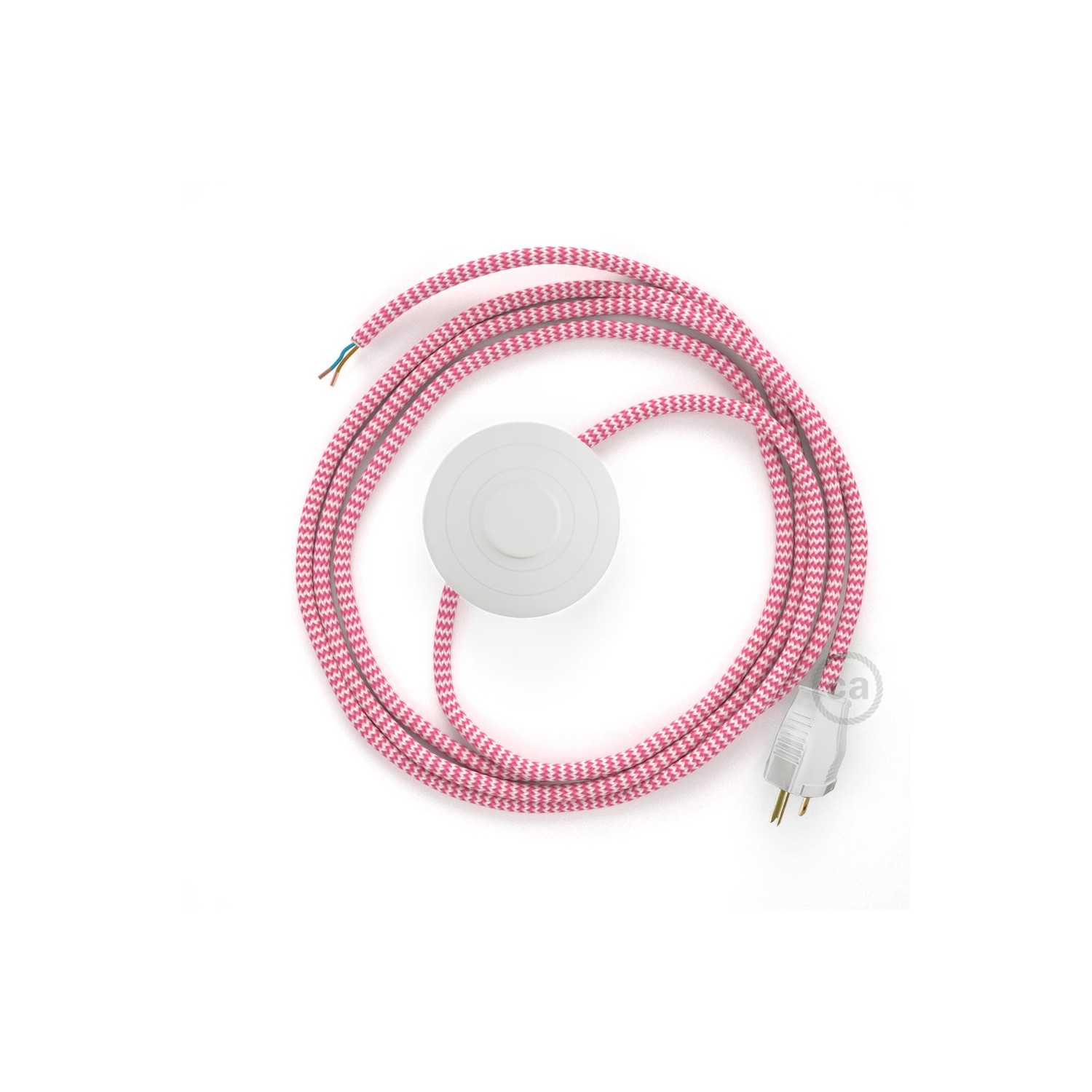 Power Cord with foot switch, RZ08 Fuchsia & White Chevron - Choose color of switch/plug