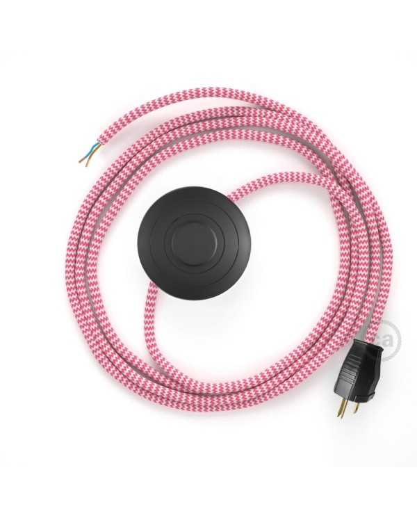 Power Cord with foot switch, RZ08 Fuchsia & White Chevron - Choose color of switch/plug