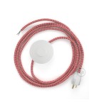 Power Cord with foot switch, RZ09 Red & White Chevron - Choose color of switch/plug