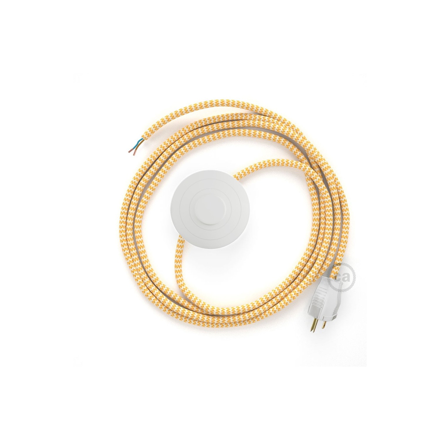 Power Cord with foot switch, RZ10 Yellow & White Chevron - Choose color of switch/plug