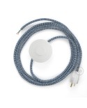 Power Cord with foot switch, RZ12 Blue & White Chevron - Choose color of switch/plug