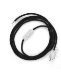 Power Cord with in-line switch, RC04 Black Cotton - Choose color of switch/plug