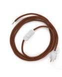 Power Cord with in-line switch, RC23 Rust Cotton - Choose color of switch/plug