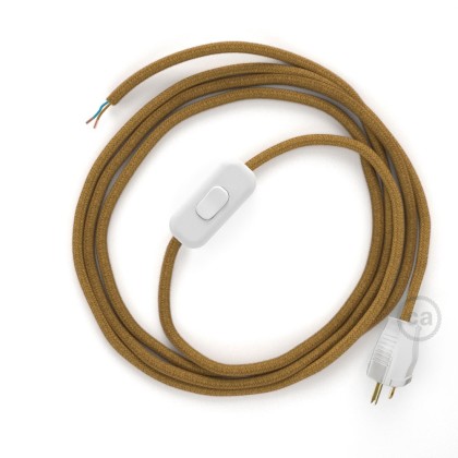 Power Cord with in-line switch, RC31 Mustard Cotton - Choose color of switch/plug