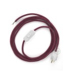 Power Cord with in-line switch, RC32 Raspberry Cotton - Choose color of switch/plug