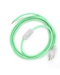 Power Cord with in-line switch, RC34 Mint Green Cotton - Choose color of switch/plug