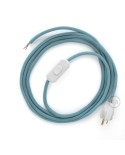 Power Cord with in-line switch, RC53 Baby Blue Cotton - Choose color of switch/plug