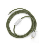 Power Cord with in-line switch, RD72 Natural & Thyme Green Linen Chevron - Choose color of switch/plug