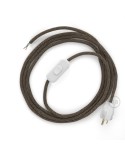 Power Cord with in-line switch, RD73 Natural & Brown Linen Chevron - Choose color of switch/plug