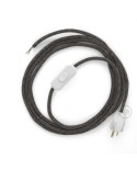 Power Cord with in-line switch, RD74 Natural & Charcoal Linen Chevron - Choose color of switch/plug