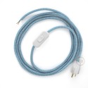 Power Cord with in-line switch, RD75 Natural & Blue Linen Chevron - Choose color of switch/plug