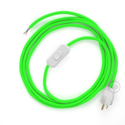 Power Cord with in-line switch, RF06 Neon Green - Choose color of switch/plug